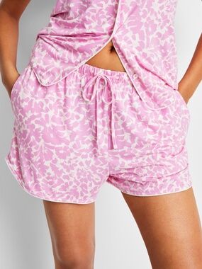 NWT L  State of Day Women's 2-Pc. Short-Sleeve Notched-Collar Pajama Set